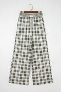 Plaid Patchwork Wide Leg Pants