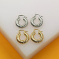 18K Gold Filled Croissant Twist Hoops Earrings (K61)-0