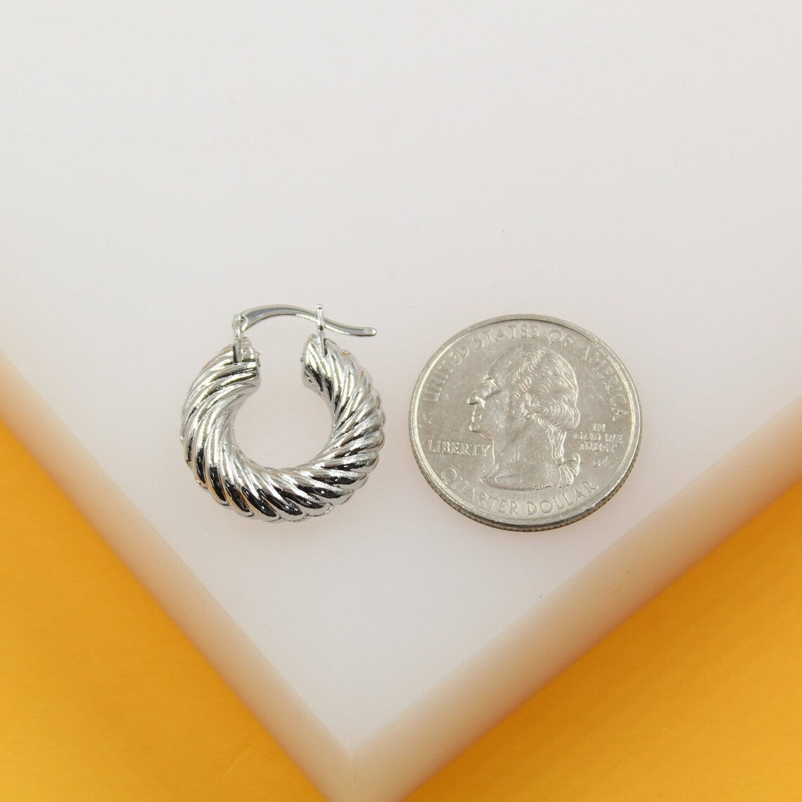 18K Gold Filled Croissant Twist Hoops Earrings (K61)-3