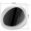 LO2063 - Rhodium Brass Ring with AAA Grade CZ  in Jet-1